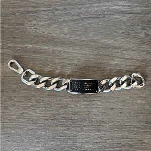 Marc Jacobs Silver Chain Bracelet with Black Plate